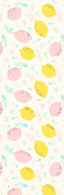 Fabric roller blind for window Pink and yellow lemons