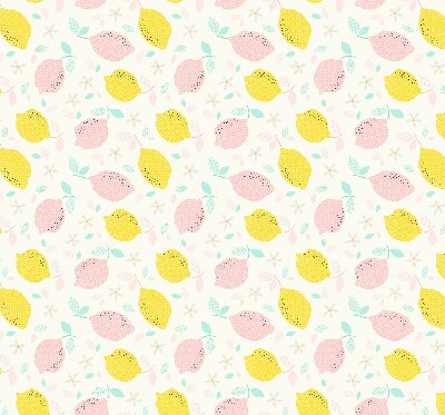 Fabric roller blind for window Pink and yellow lemons