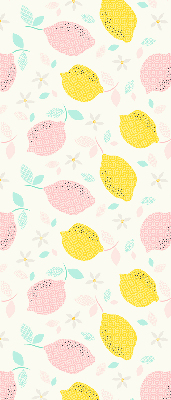 Fabric roller blind for window Pink and yellow lemons