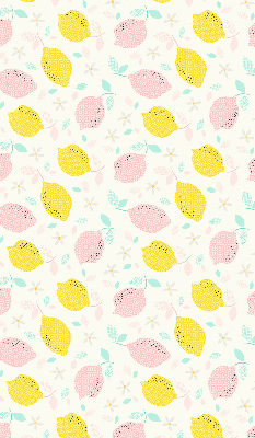Fabric roller blind for window Pink and yellow lemons