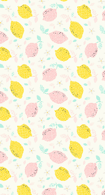 Fabric roller blind for window Pink and yellow lemons