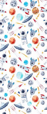 Blackout roller blind for window Rockets, cosmonauts, planets and UFOs