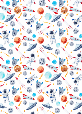 Blackout roller blind for window Rockets, cosmonauts, planets and UFOs
