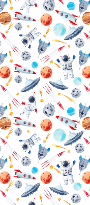 Blackout roller blind for window Rockets, cosmonauts, planets and UFOs