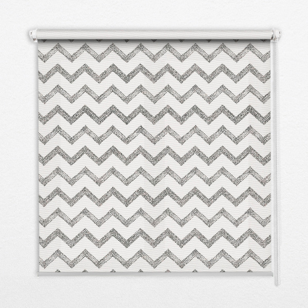 Fabric roller blind for window Gray horizontal zigzags
