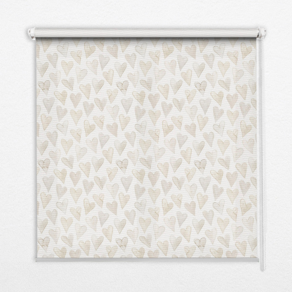Blackout roller blind for window Beige hearts
