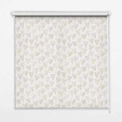 Blackout roller blind for window Beige hearts