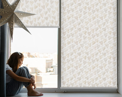 Blackout roller blind for window Beige hearts