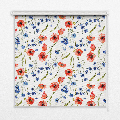 Fabric roller blind for window in poppy
