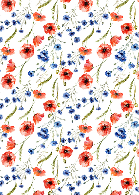 Fabric roller blind for window in poppy