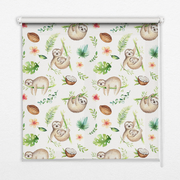 Blackout roller blind Sloths and plants