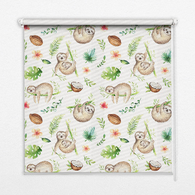 Blackout roller blind Sloths and plants
