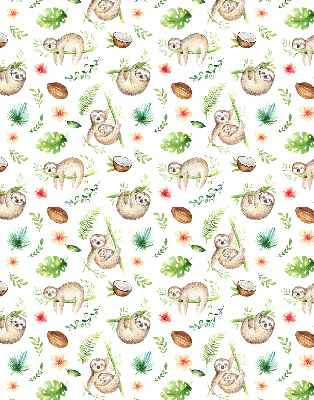Blackout roller blind Sloths and plants
