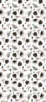 Blackout roller blind for window Flamingos and leaves