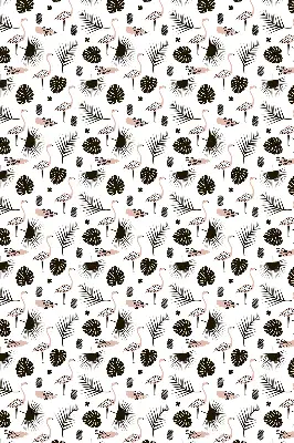 Blackout roller blind for window with flamingos and leaves pattern