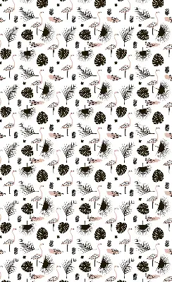 Blackout roller blind for window with flamingos and leaves pattern