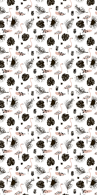 Blackout roller blind for window Flamingos and leaves