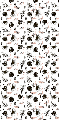 Blackout roller blind for window Flamingos and leaves