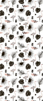 Blackout roller blind for window Flamingos and leaves