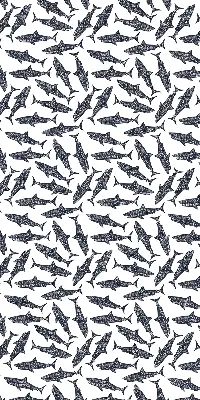 Fabric roller blind for window with sharks pattern
