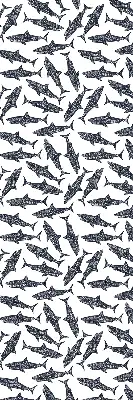 Fabric roller blind for window with sharks pattern