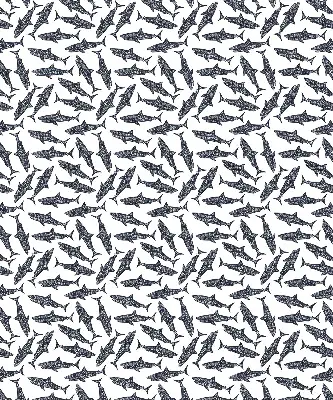Fabric roller blind for window with sharks pattern