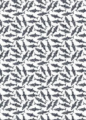 Fabric roller blind for window with sharks pattern