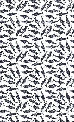 Fabric roller blind for window with sharks pattern