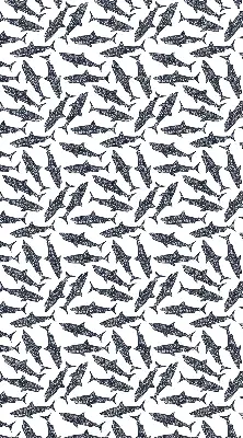 Fabric roller blind for window with sharks pattern