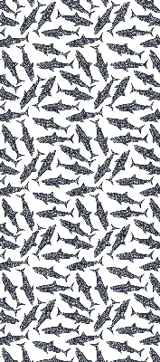 Fabric roller blind for window with sharks pattern