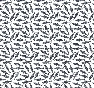 Fabric roller blind for window with sharks pattern