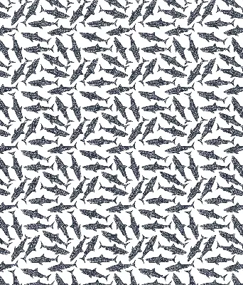 Fabric roller blind for window with sharks pattern
