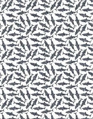 Fabric roller blind for window with sharks pattern