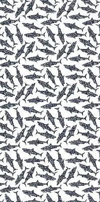 Fabric roller blind for window with sharks pattern