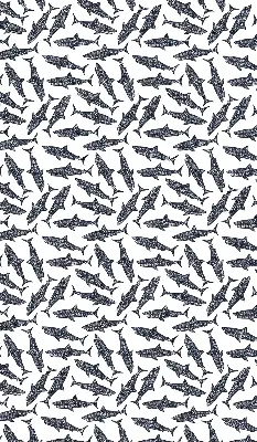 Fabric roller blind for window with sharks pattern