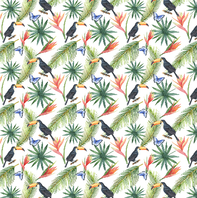 Blackout roller blind Toucans on flowers