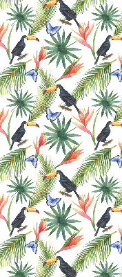Blackout roller blind Toucans on flowers
