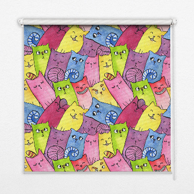 Blackout roller blind for window colorful cats pattern