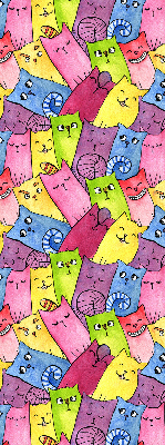 Blackout roller blind for window colorful cats pattern
