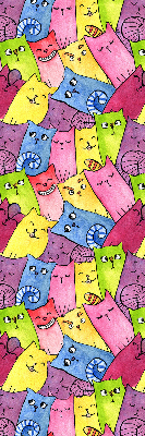 Blackout roller blind for window colorful cats pattern