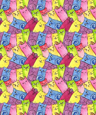 Blackout roller blind for window colorful cats pattern