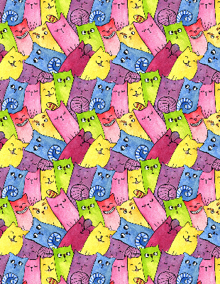 Blackout roller blind for window colorful cats pattern