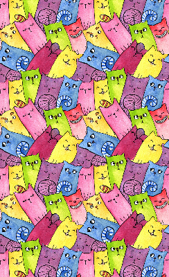 Blackout roller blind for window colorful cats pattern