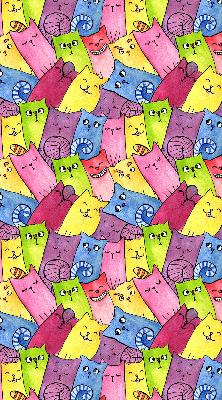Blackout roller blind for window colorful cats pattern