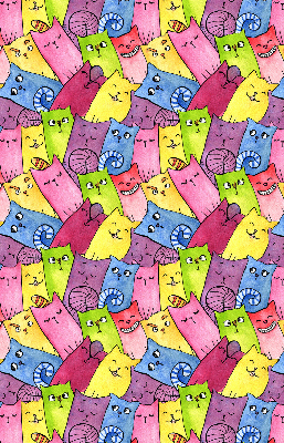 Blackout roller blind for window colorful cats pattern