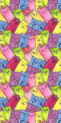 Blackout roller blind for window colorful cats pattern