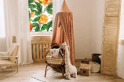 Fabric roller blind for window Oranges and leaves