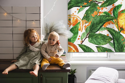 Fabric roller blind for window Oranges and leaves