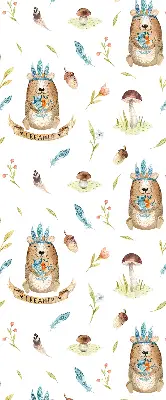 Blackout roller blind with teddy bears and plants print