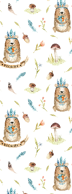 Blackout roller blind for window Teddy bears and plants